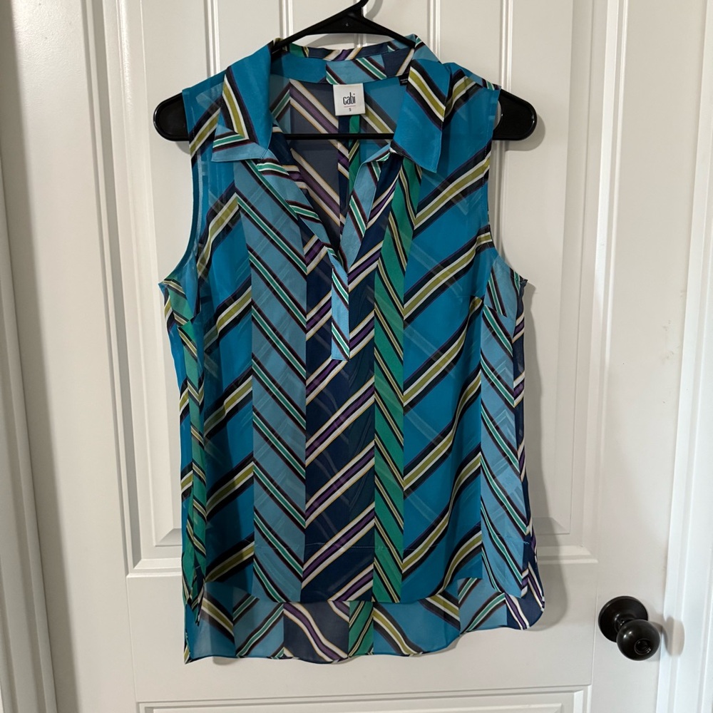 CAbi Multicolor Chevron Sleeveless Blouse